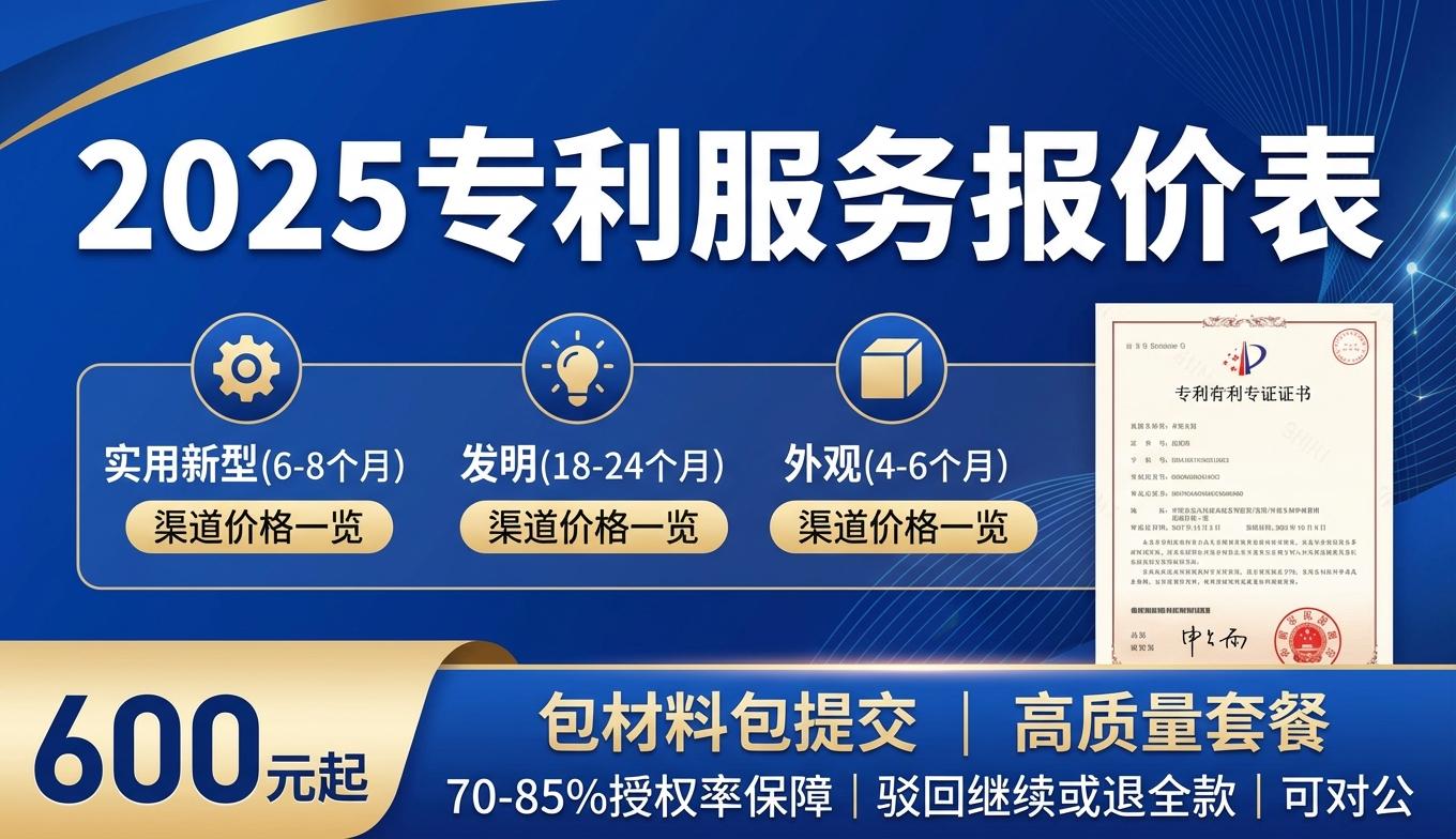 2025专利服务报价表 - 实用新型/发明/外观专利申请费用 - 渠道价格一览