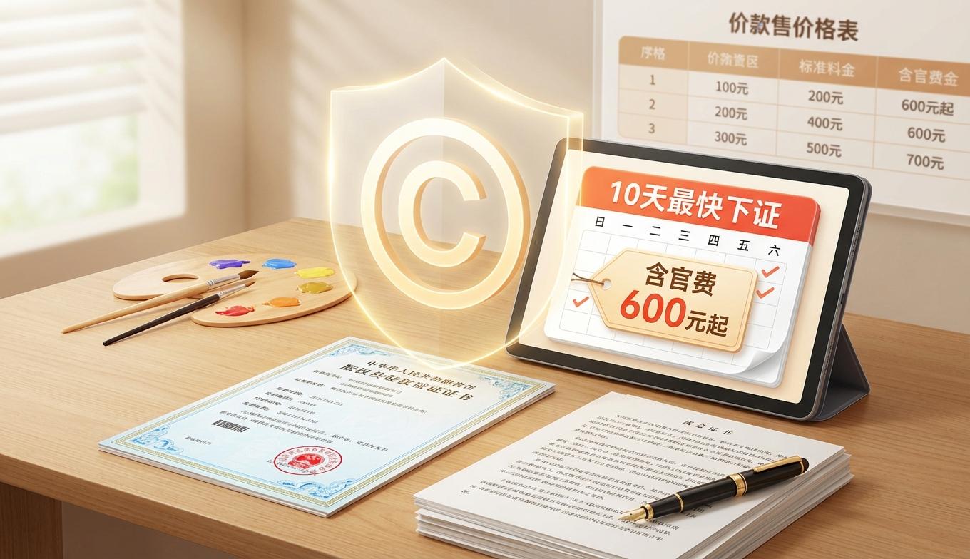 作品著作权登记代理 - 美术/文字作品版权申请价格表 - 最快10天下证 - 作品著作权代办服务 - 美术作品/文字作品版权登记