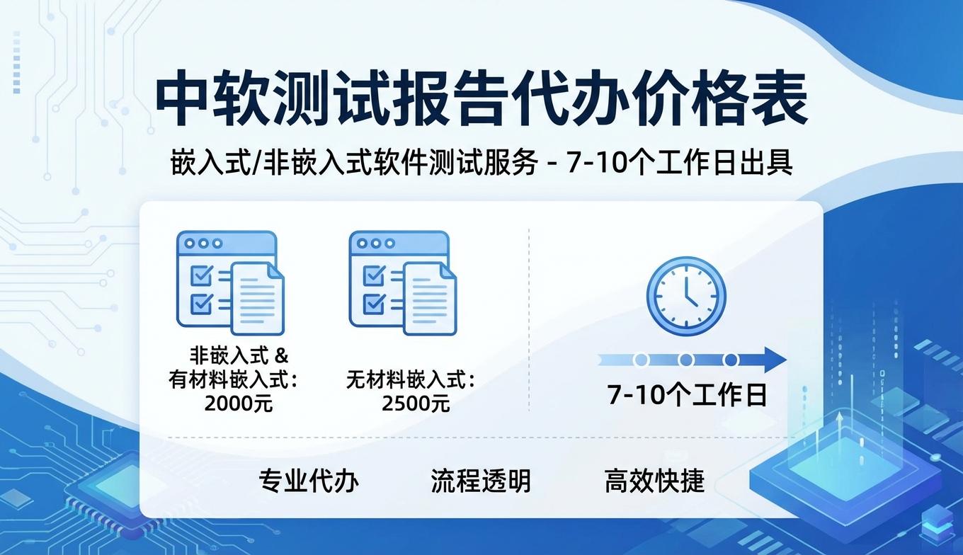 中软测试报告代办价格表 - 嵌入式/非嵌入式软件测试服务 - 7-10个工作日出具 - 中软测试报告代办服务 - 软件测试报告办理